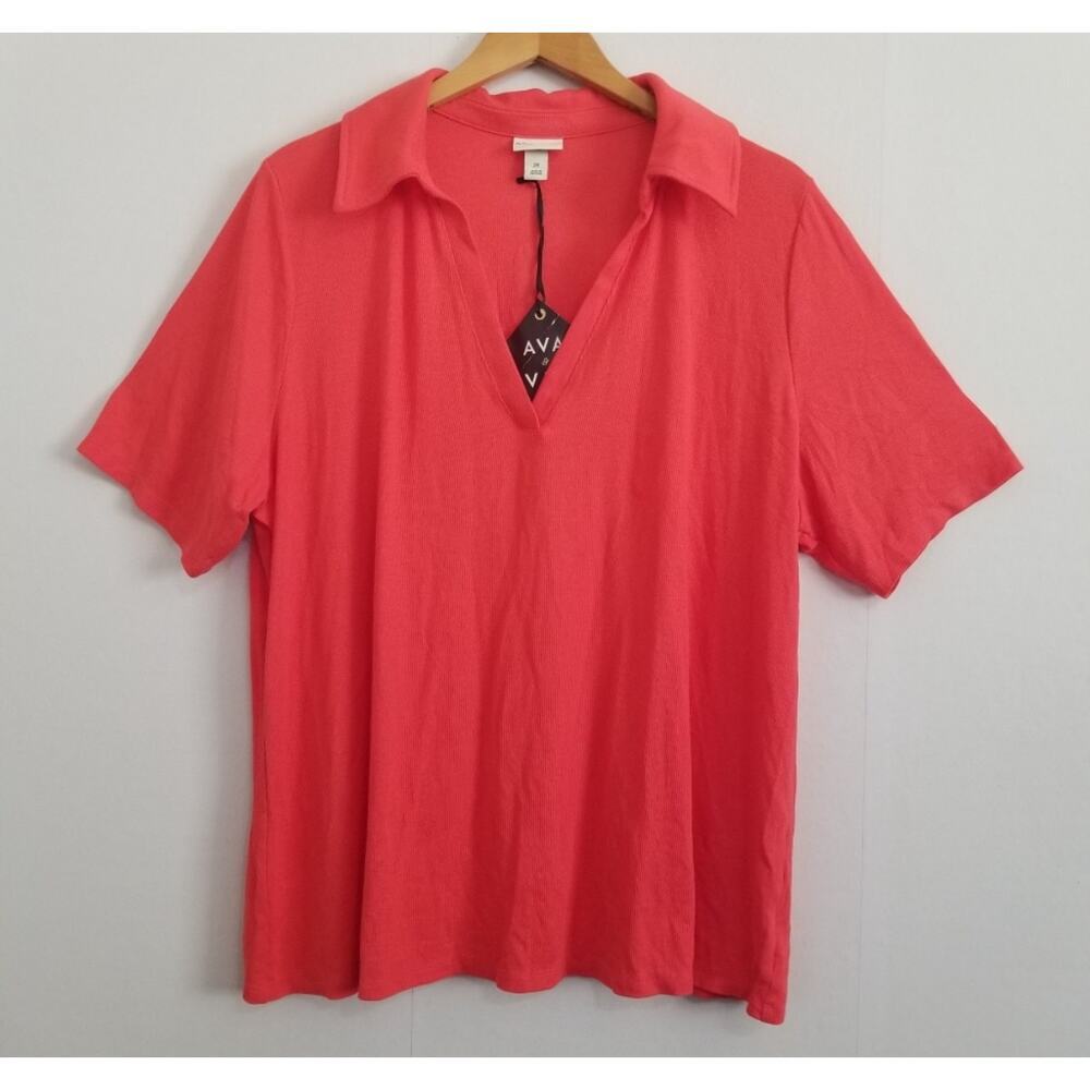 Ava and Viv coral collared top